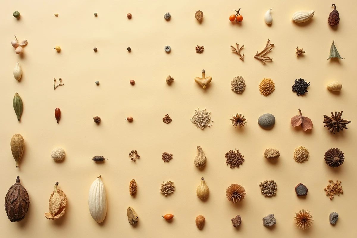 An orderly grid of natural specimens — a taxonomy of particles